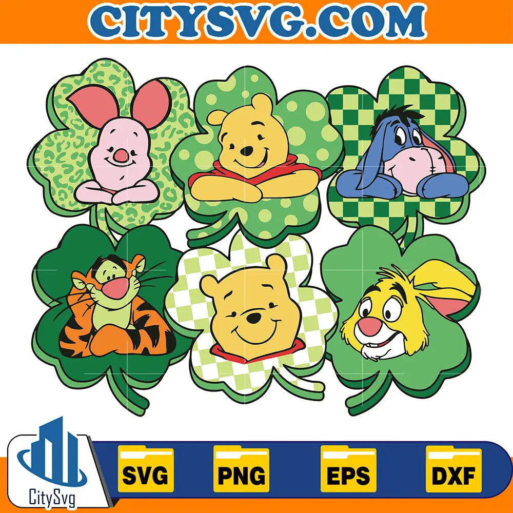 WinnieThePoohShamrockStPatrickDayDisneyStPatrickDaySvg