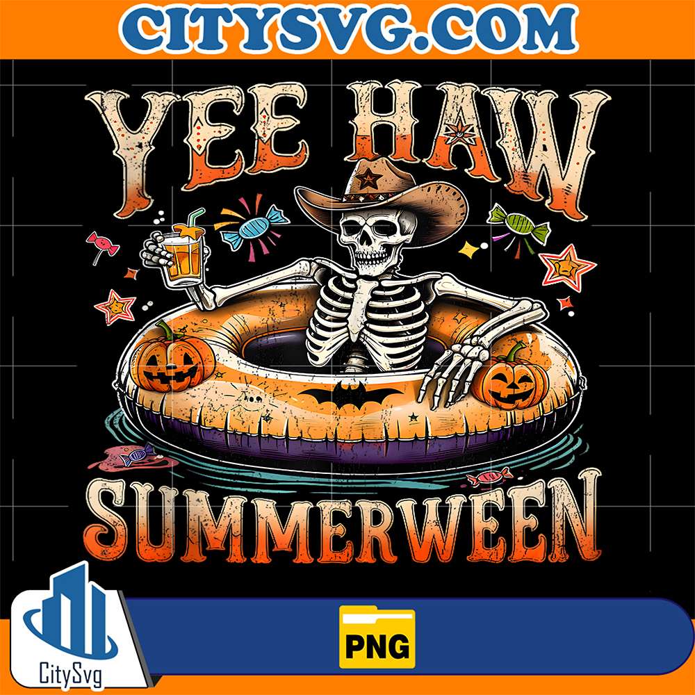 Yee Haw Summerween Cowboy Skeleton Western Halloween Png CitySvg