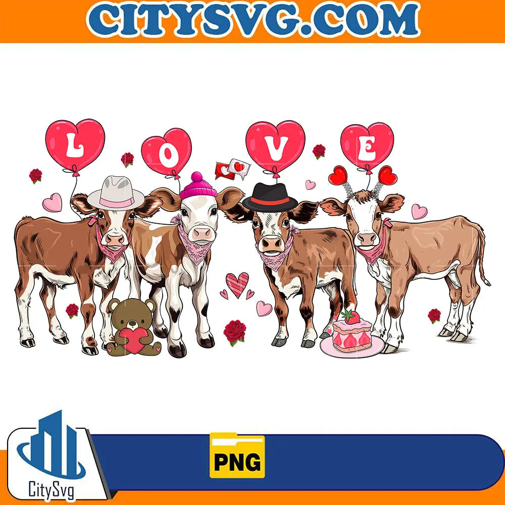 LOVE Valentine Cow Png CitySvg
