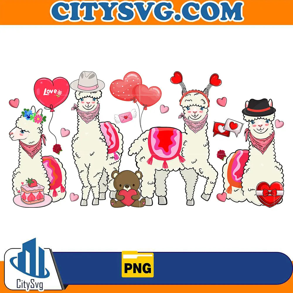 Llama Valentine's Day Png CitySvg