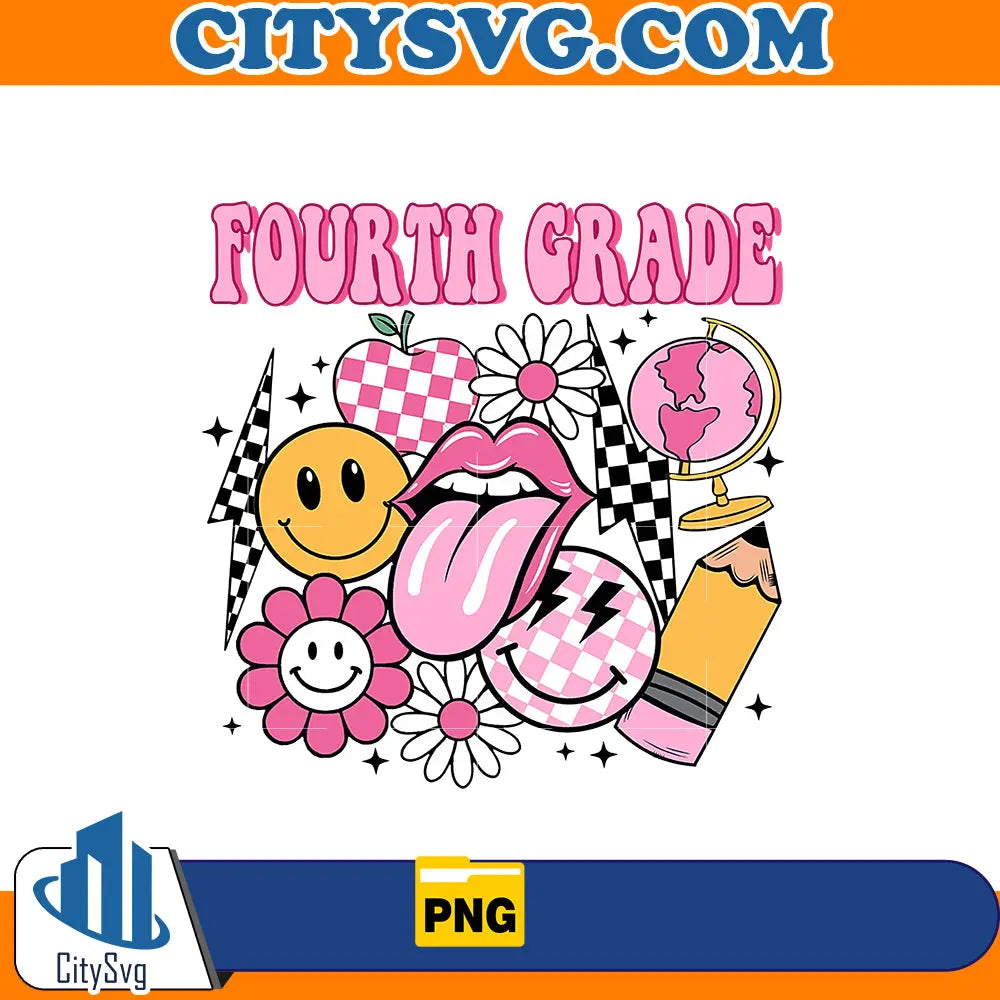 Fourth Grade Png, Pink Back to school Png CitySvg