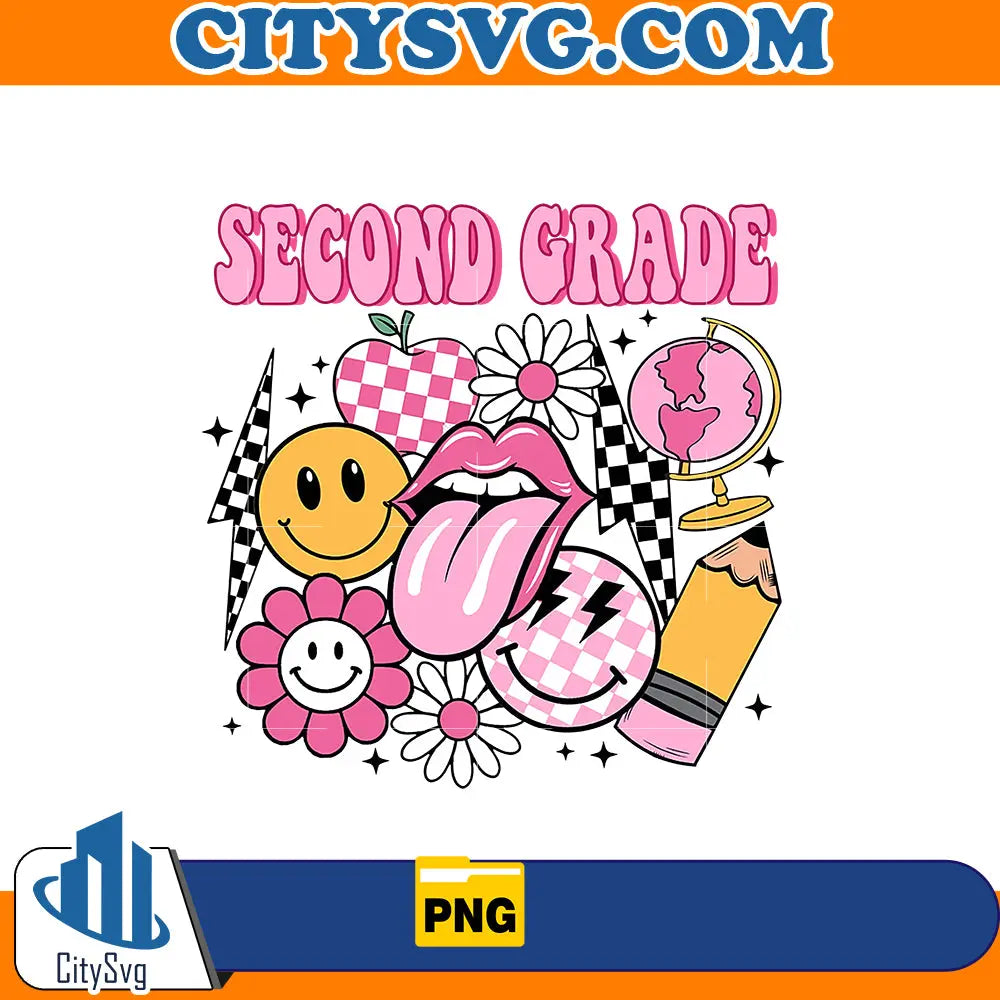 Second Grade Png, Pink Back to school Png CitySvg
