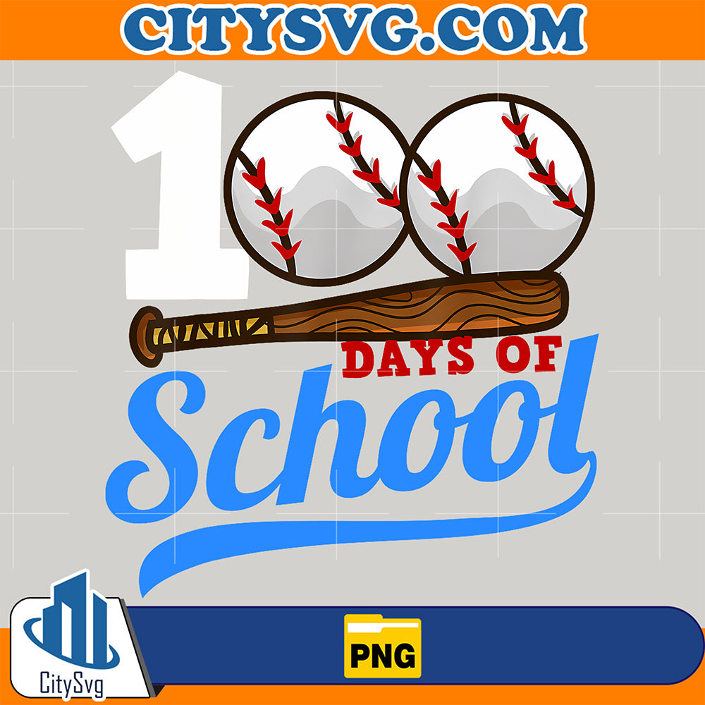 100DaysOfSchoolBaseballPng