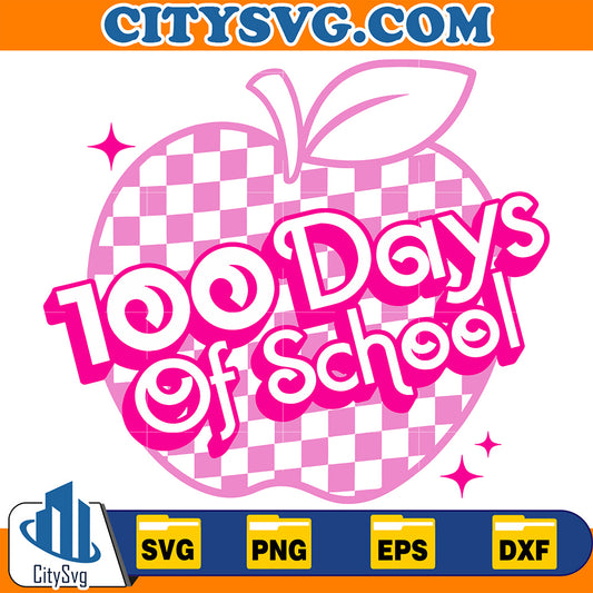 100DaysOfSchoolPinkAppleSvg