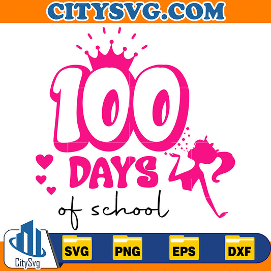 100DaysOfSchoolPinkDollBarbieSvg