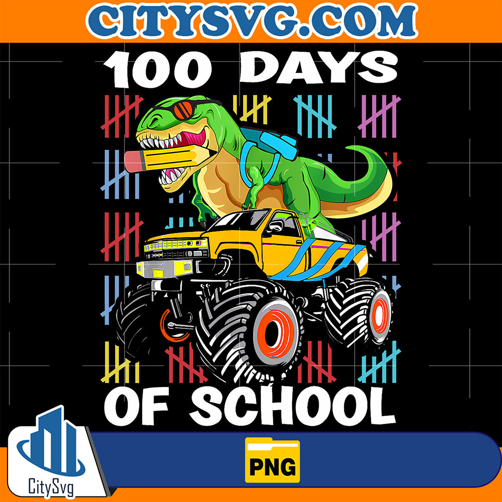 100DaysOfSchoolTrucksTRexDinosaurPng