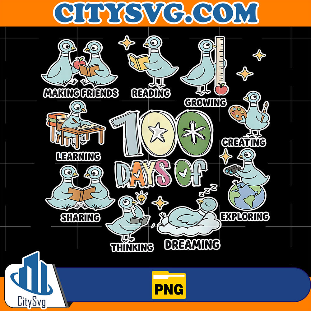 100th-Day-Pigeon-Bird-I-Survived-100-Days-of-School-Teacher-Png