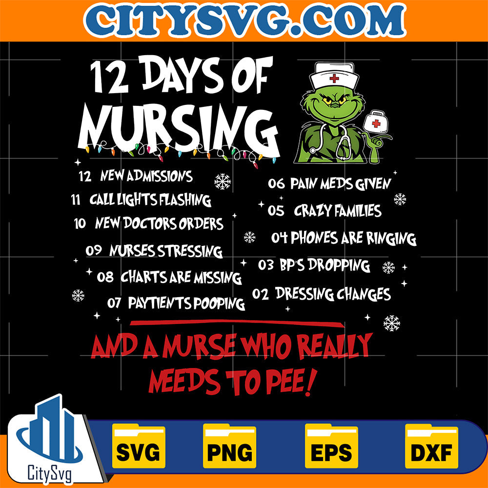 12 Days Of Nursing Grinch Svg CitySvg