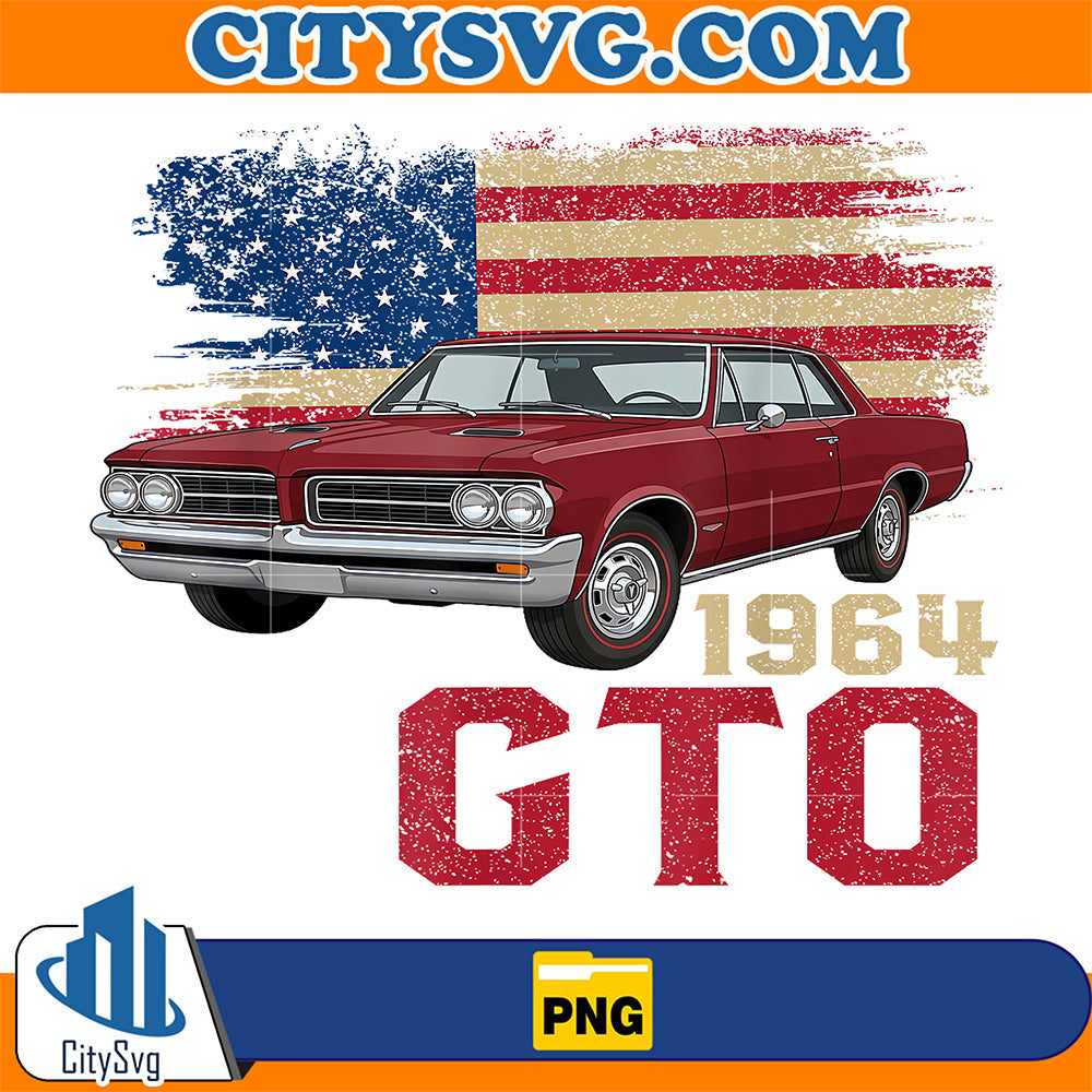 1964-GTO-American-Flag-Muscle-Car-Png