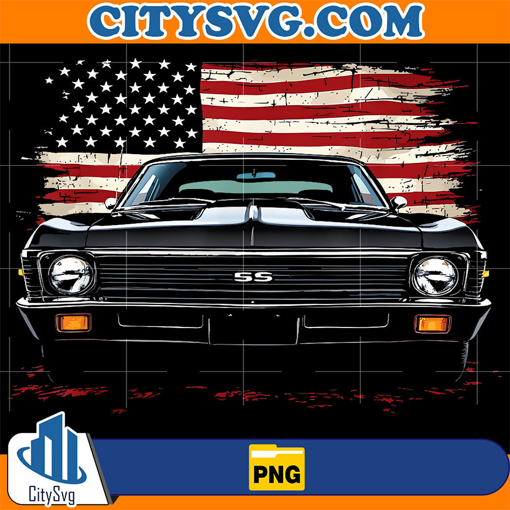 1972-72-Nova-SS-Front-Grill-Patriotic-American-Flag-Png