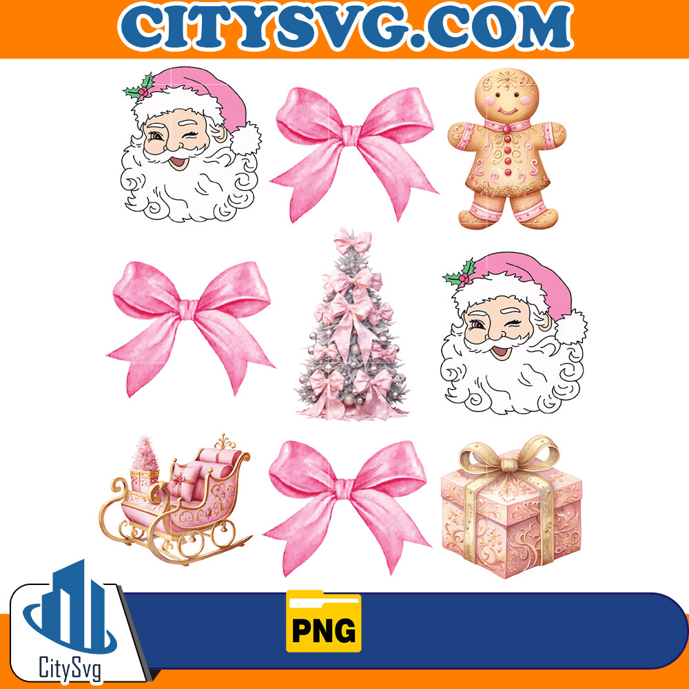 Pink Santa Coquette Christmas Png