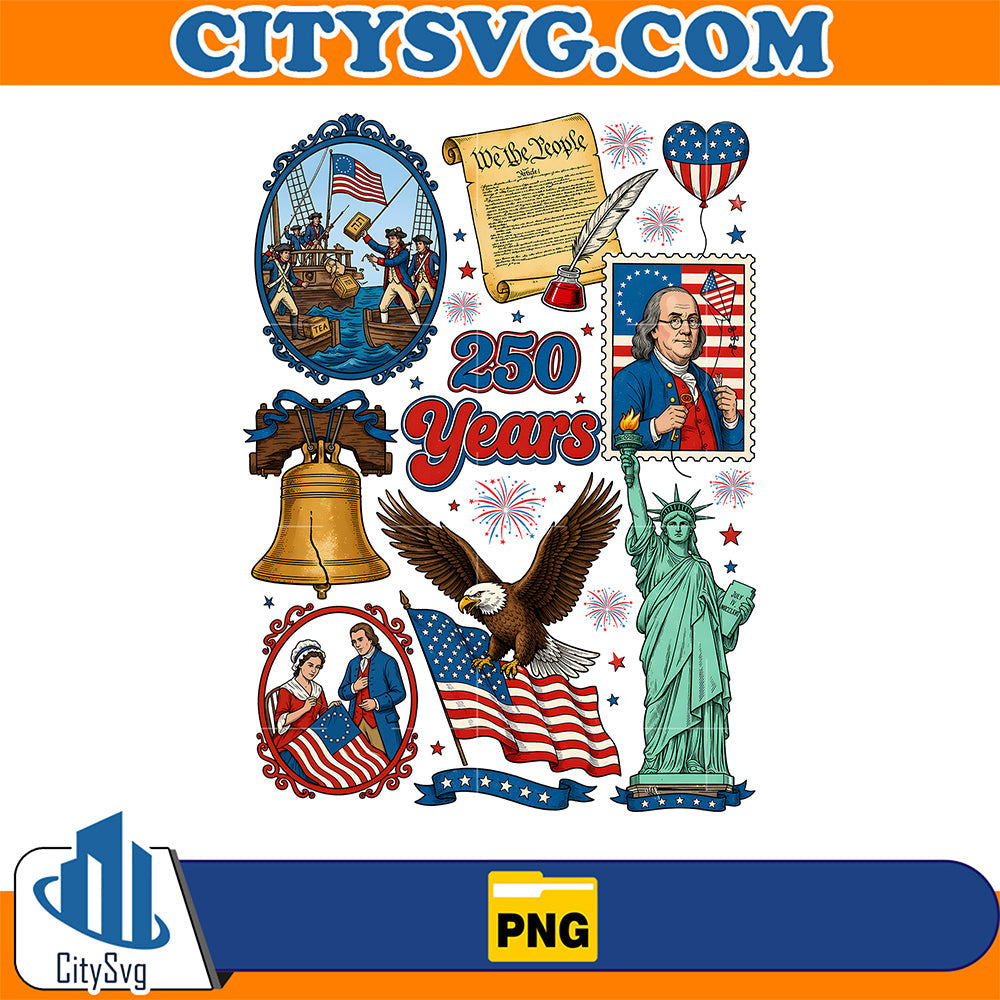 250-Years-American-Independence-Patriotic-Vintage-USA-History-Eagle-Liberty-Bell-Png