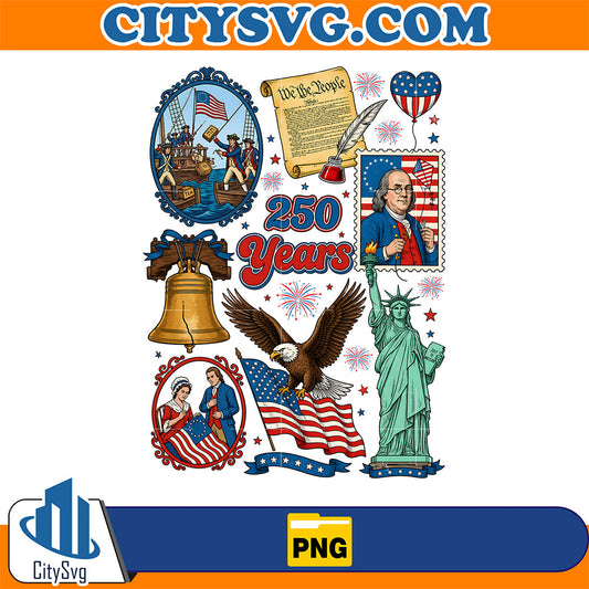 250-Years-American-Independence-Patriotic-Vintage-USA-History-Eagle-Liberty-Bell-Png