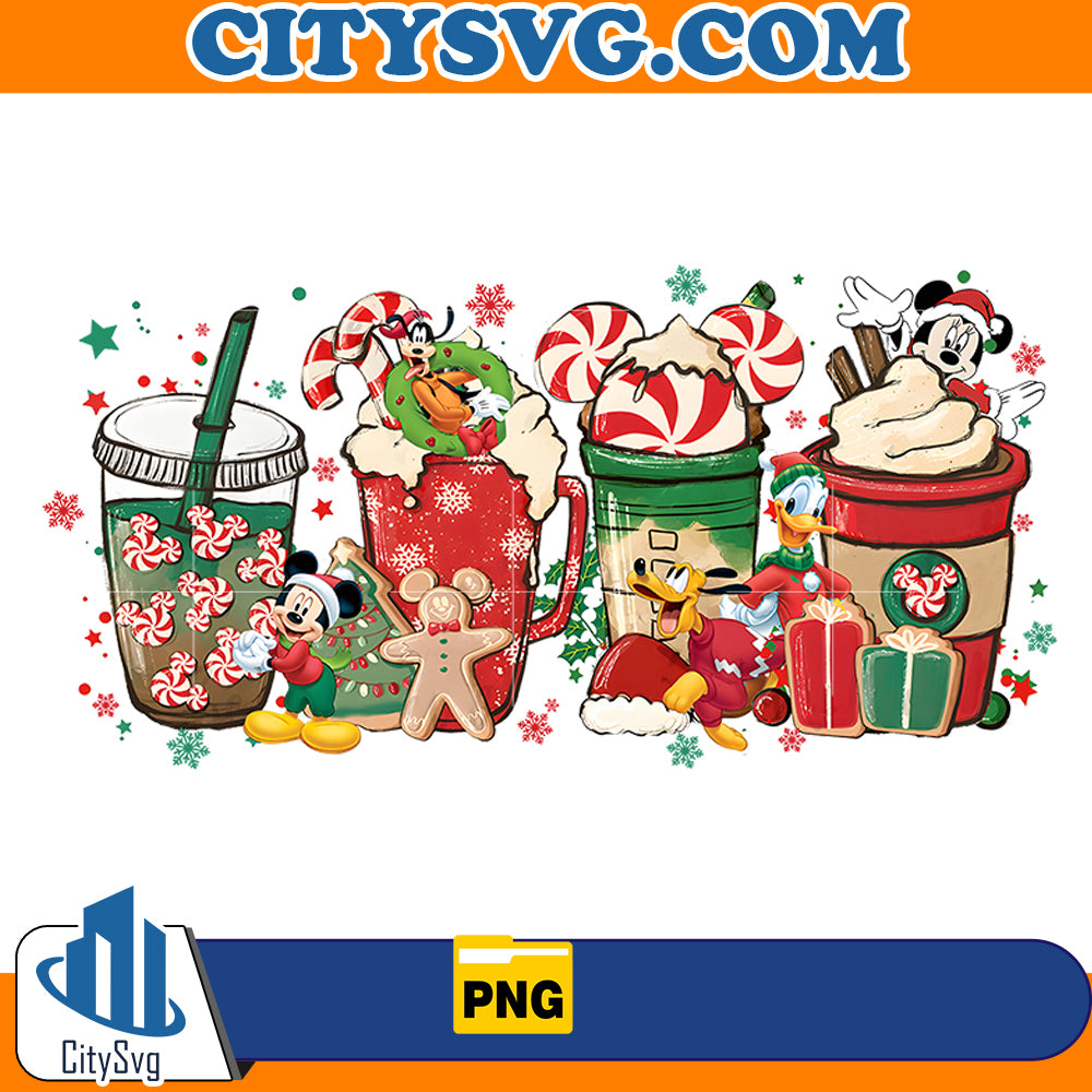 Mickey & Friends Christmas Coffee Png