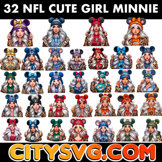 32 Nfl cute girl minnie Nfl Png Bundle