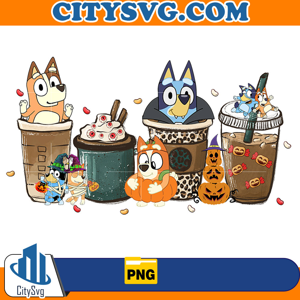 Coffee bluey halloween Png