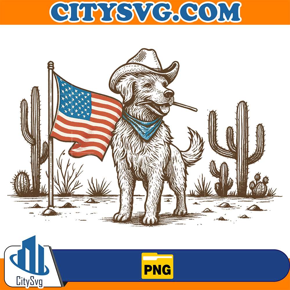 4th-Of-July-Patriotic-Goldendoodle-Cowboy-Png