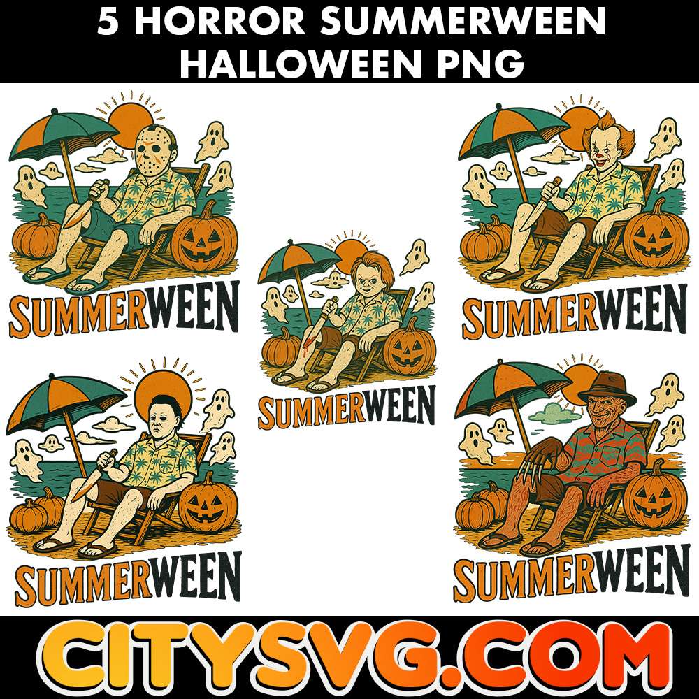 5 File Horror Summerween Halloween Bundle Png CitySvg