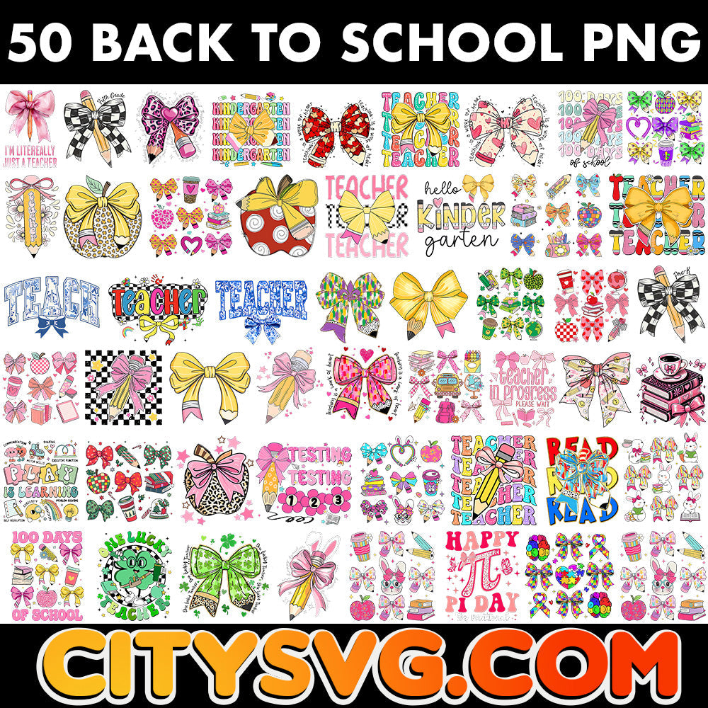 50 File Back To School Bundle Png CitySvg