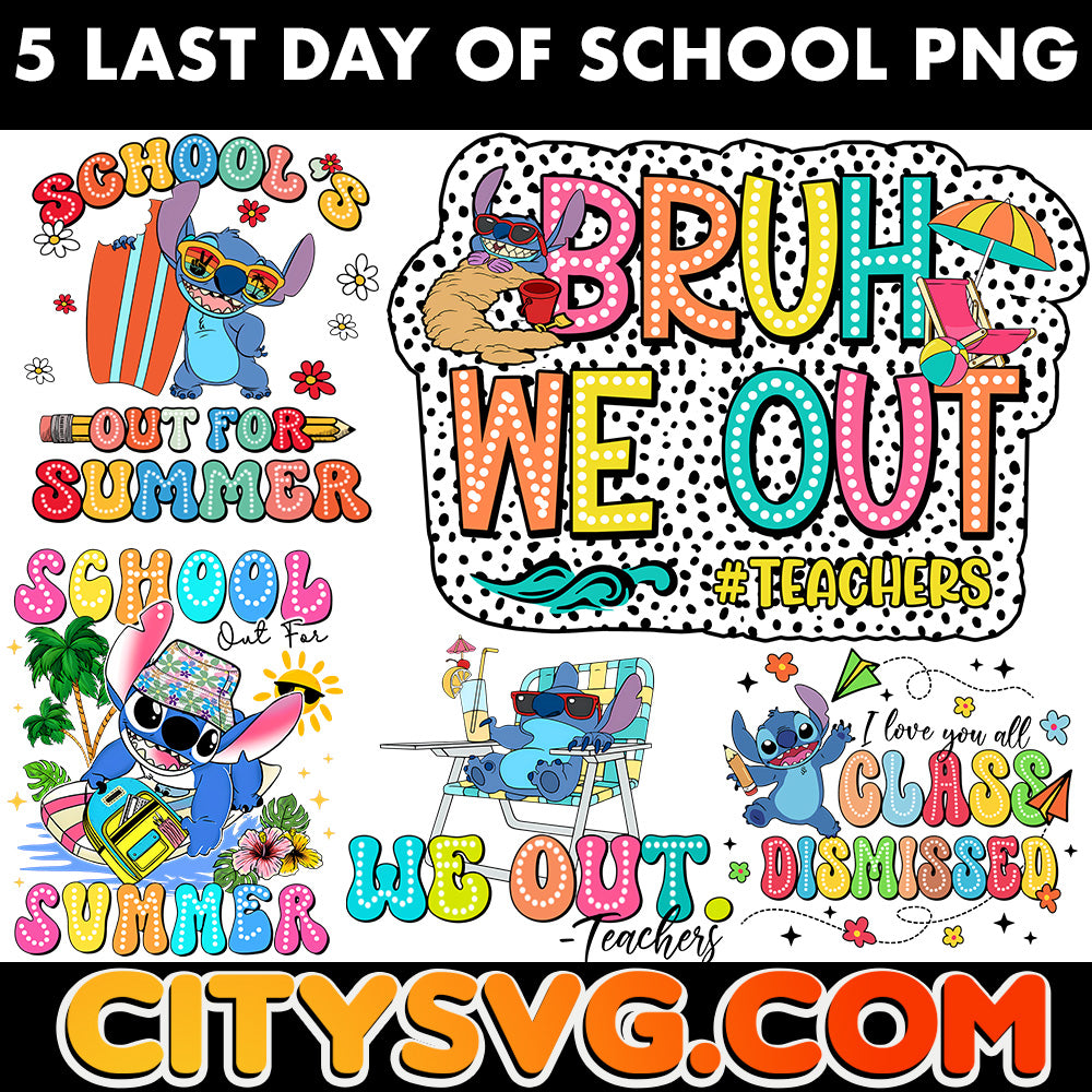 5 Last Day of School PNG Bundle, Digital Download