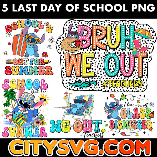 5 Last Day of School PNG Bundle, Digital Download