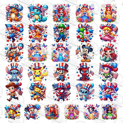 60+ Cartoon Fourth Of July PNG Bundle, Digital Download