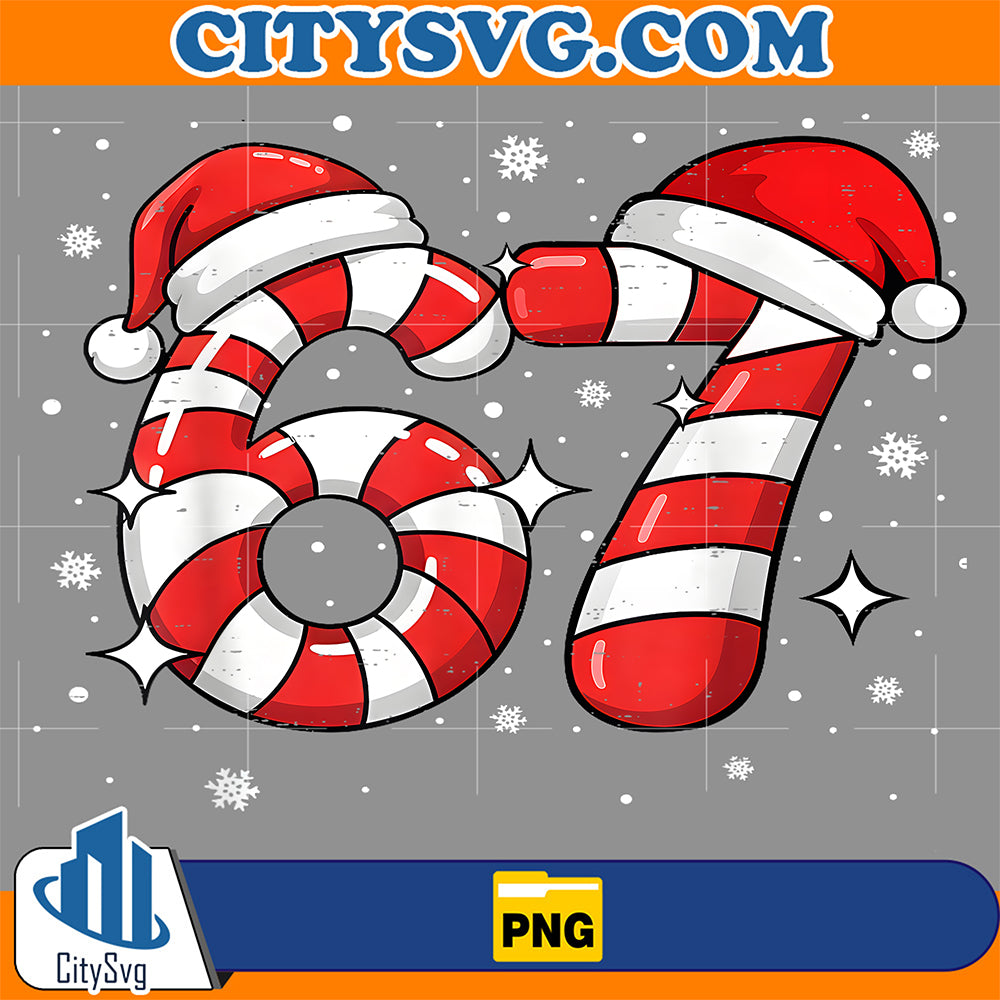 67-Meme-Six-Seven-Candy-Cane-Christmas-Png