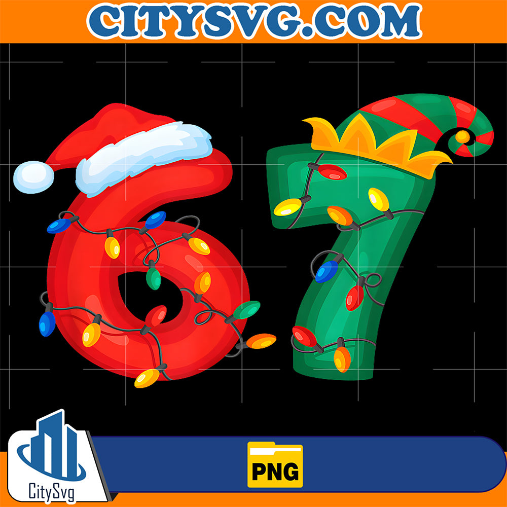 67-Meme-Six-Seven-Funny-Xmas-Lights-Pajamas-Png