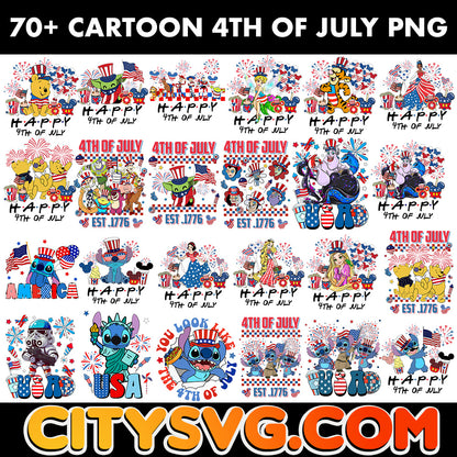 70+ Designs Cartoon 4th Of July Mega Bundle PNG