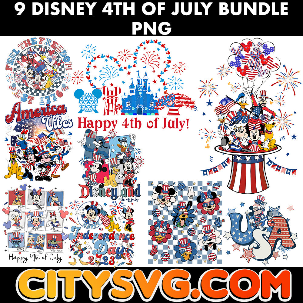 9 Mouse 4th Of July PNG Bundle, Digital Download