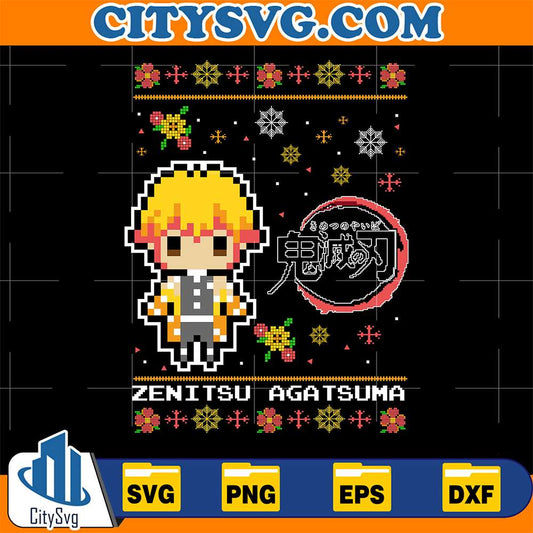 Agatsuma-Zenitsu-Demon-Slayer-Christmas-Ugly-Svg