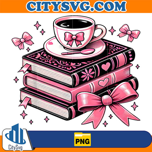 All Booked For Valentine's Teacher Coquette Bow Coffee Book Png CitySvg