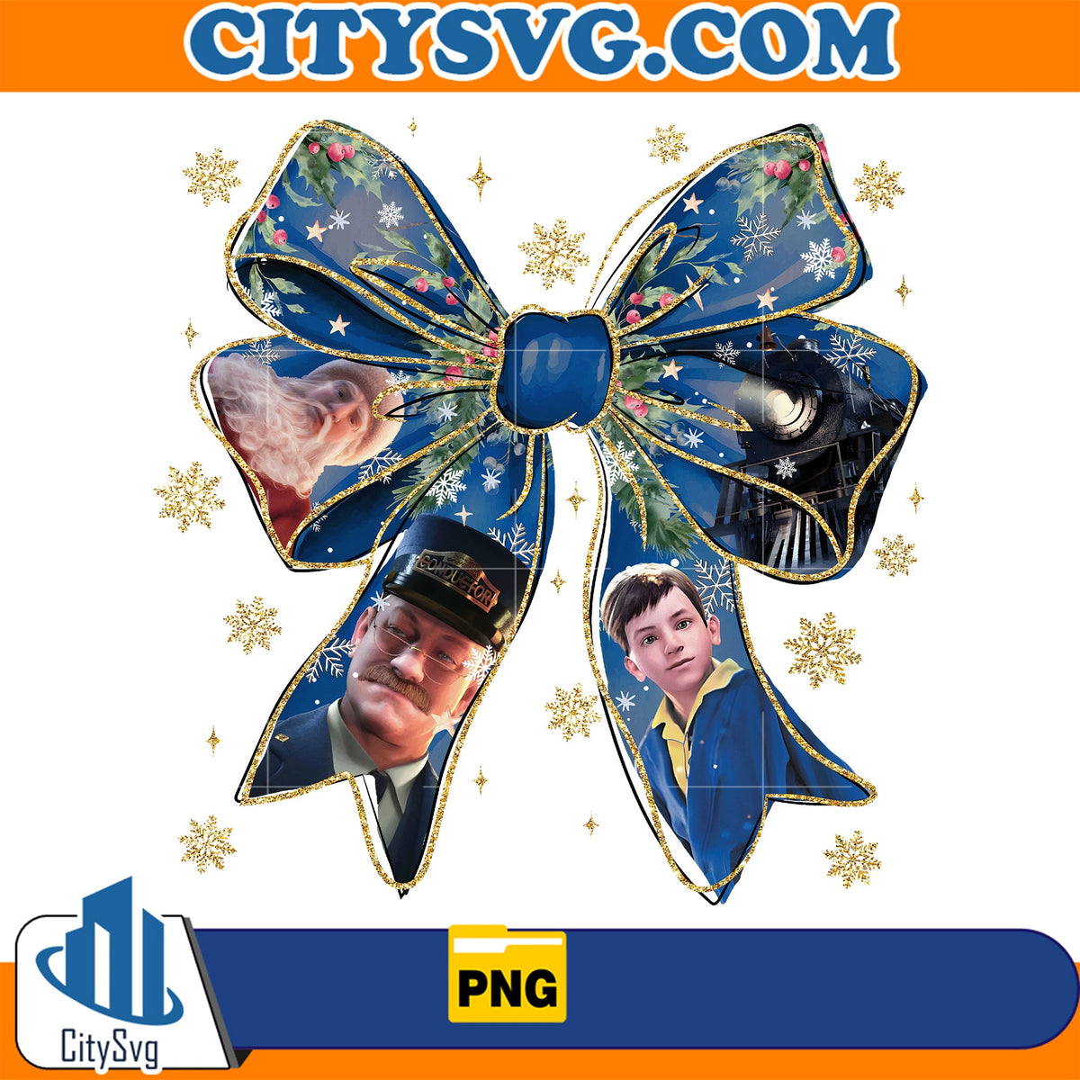 Polar Express All Aboard Admit One Christmas Bow Png – CITYSVG