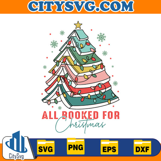 All Booked for Christmas Svg