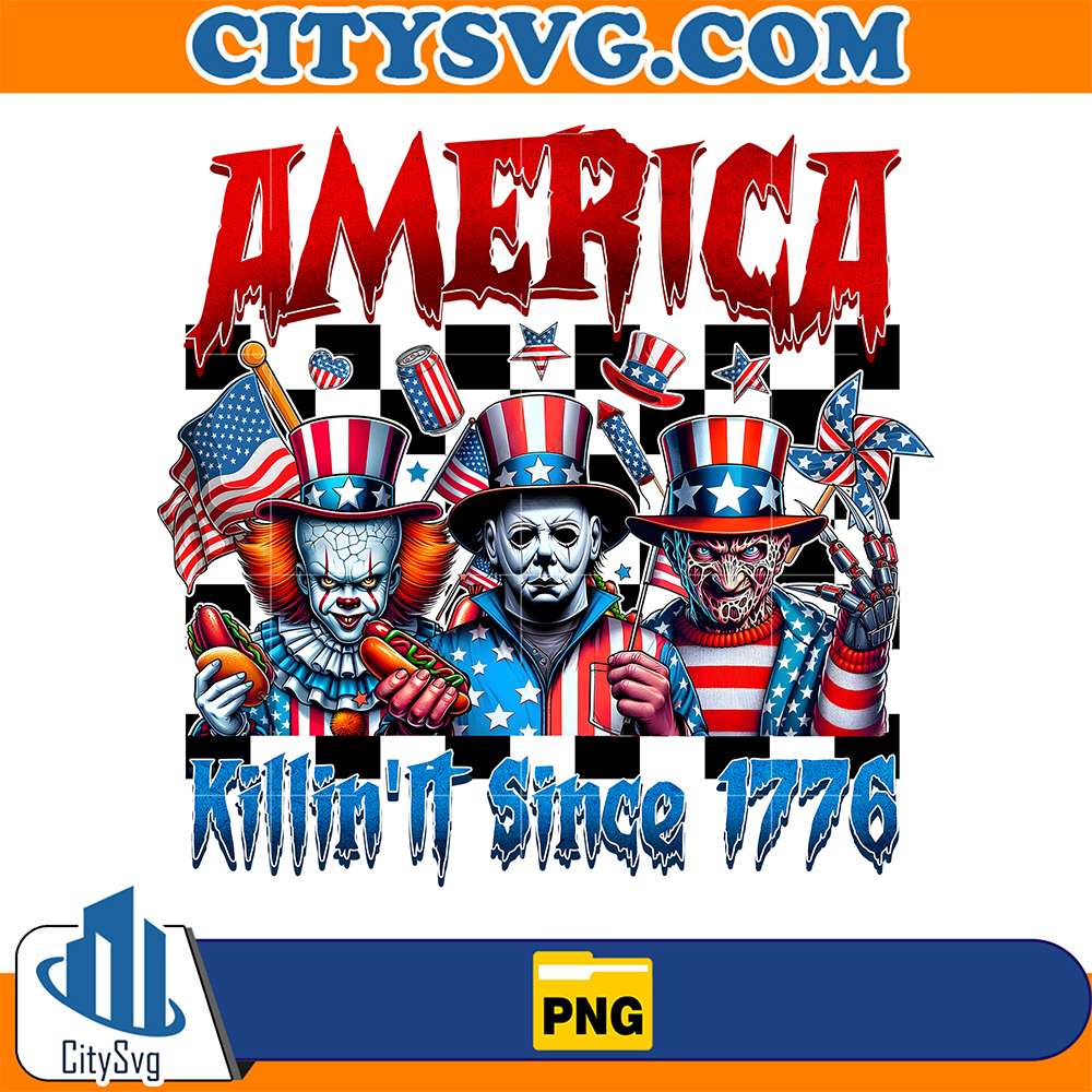 America-Killin-It-Since-1776-Horror-Characters-4th-Of-July-Png