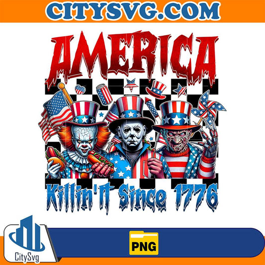America-Killin-It-Since-1776-Horror-Characters-4th-Of-July-Png