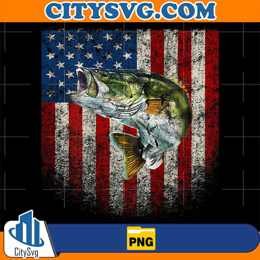 American-Flag-Bass-Fish-Fishing-Png