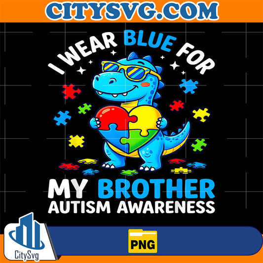Autism-Dinosaur-Kids-I-Wear-Blue-For-My-Brother-Dino-Puzzle-Png