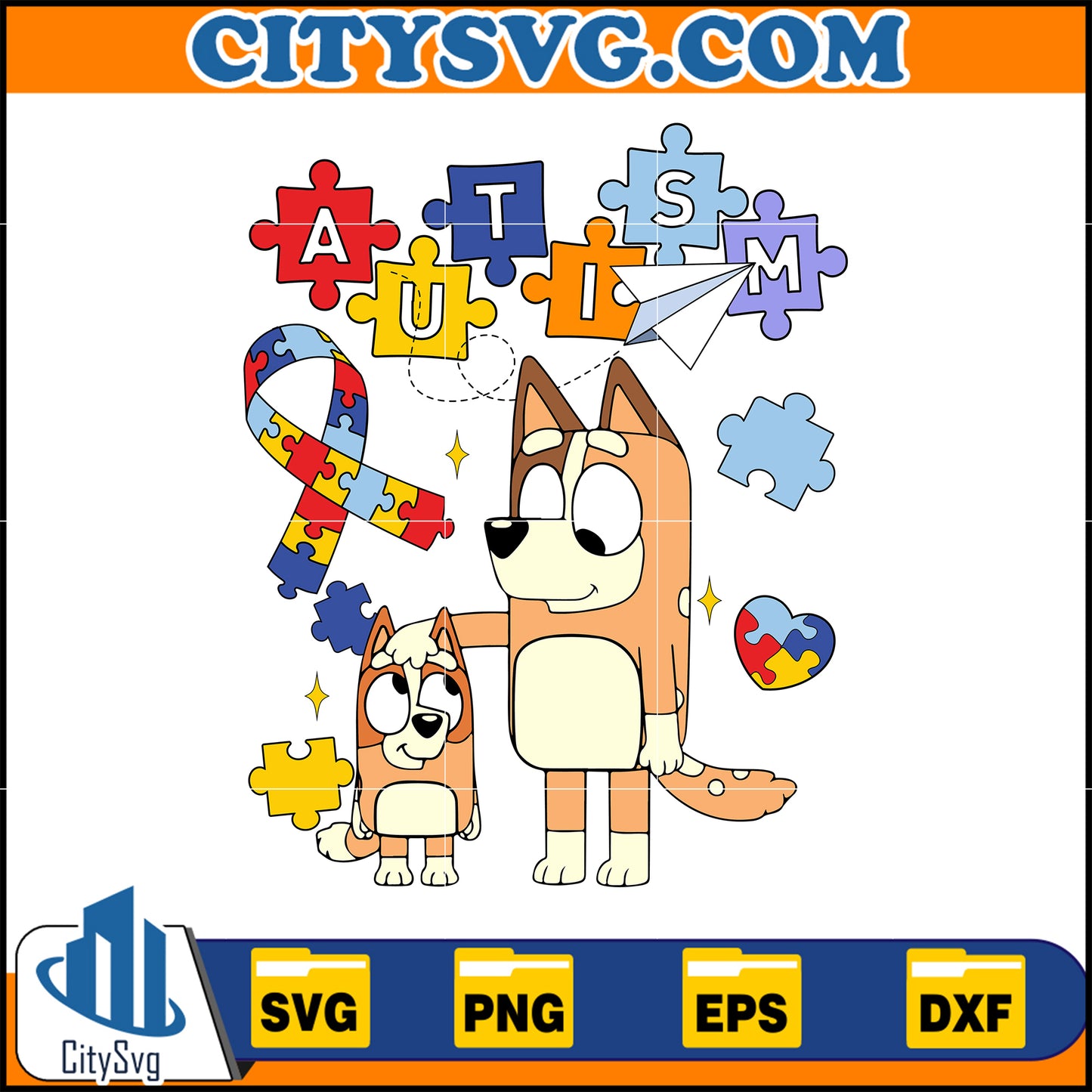 Autism Bluey Puzzle Svg