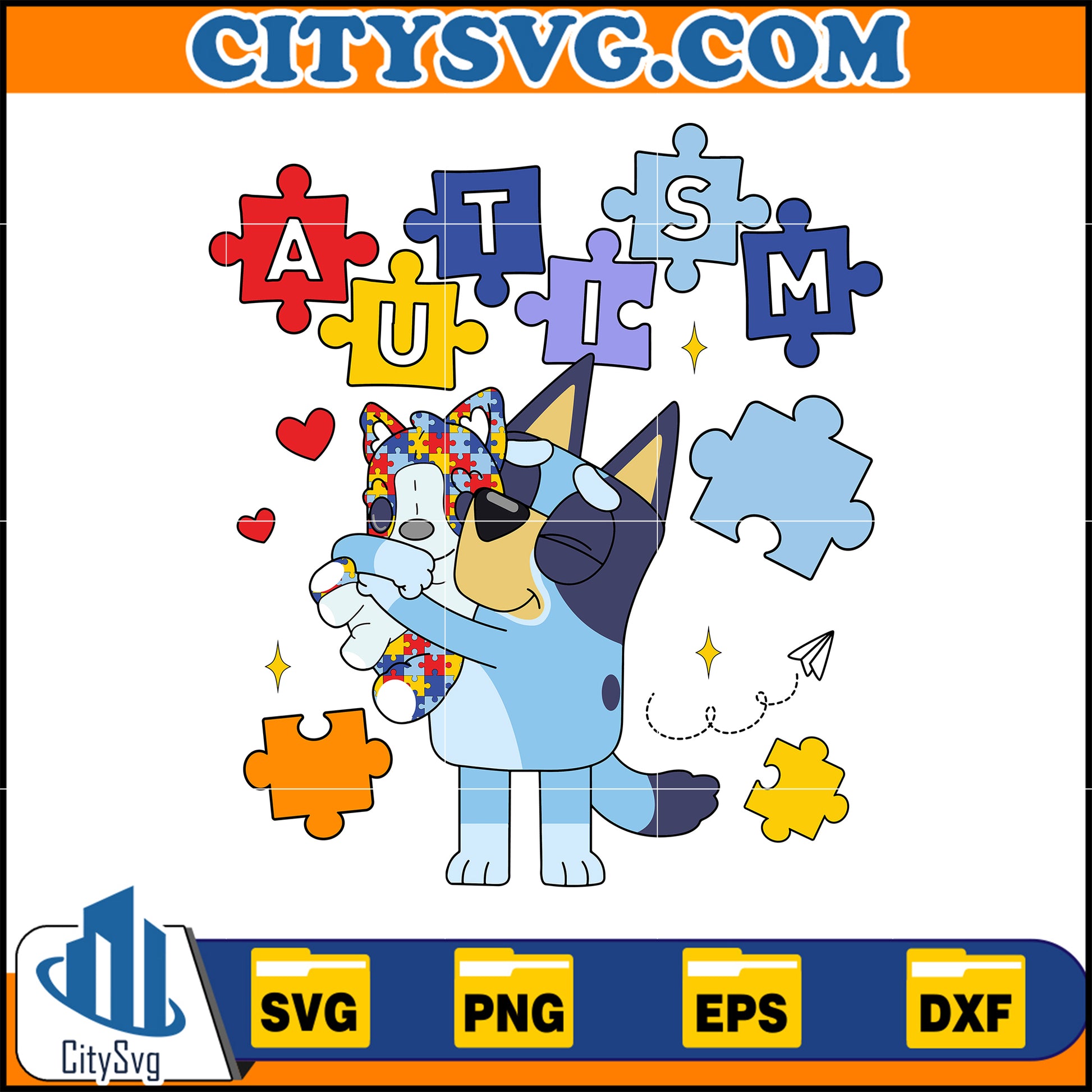 Autism Bluey Puzzle Svg