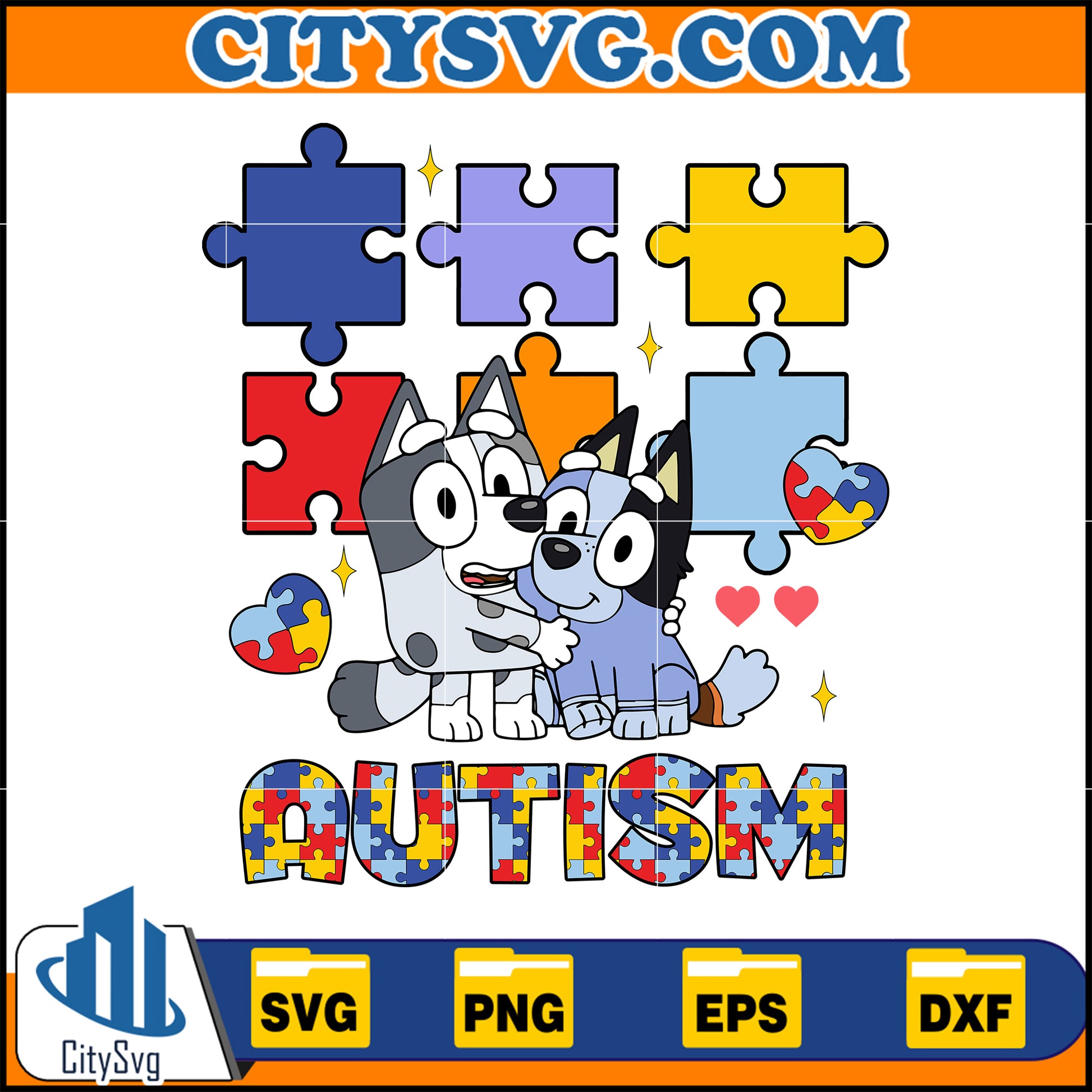 Autism Bluey Puzzle Svg