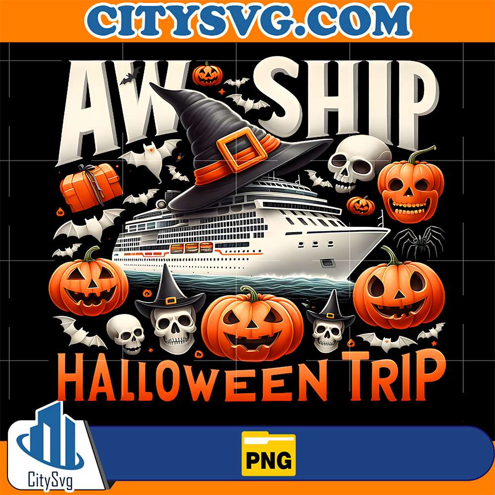 Aw-Ship-Halloween-Trip-Happy-Halloween-Spooky-Pumpkin-Cruise-Png