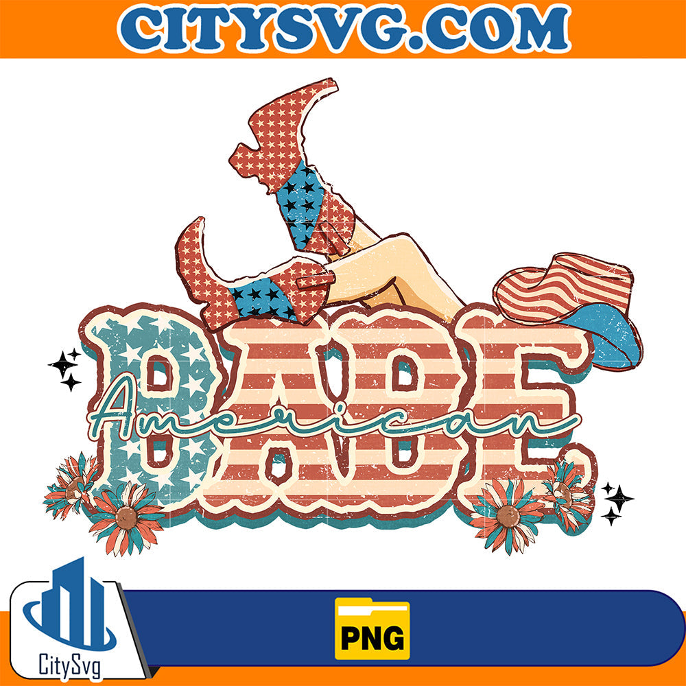 Babe-America-Western-4th-Of-July-Png