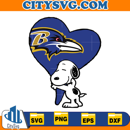 Snoopy hugs his heart Baltimore Ravens svg