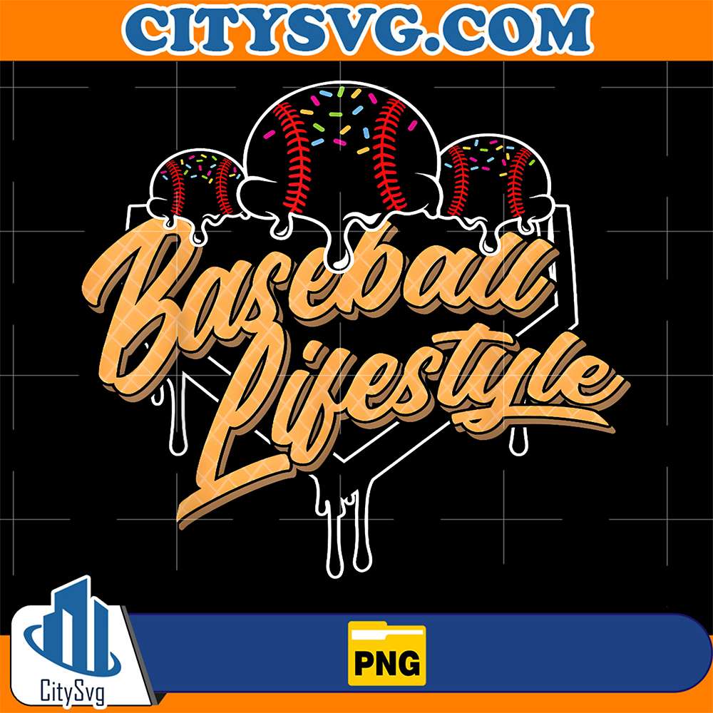 Baseball-Lifestyle-Home-Plate-Ice-Cream-Drip-Men-Boys-Youth-Png