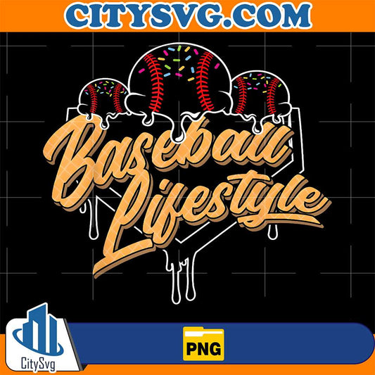 Baseball-Lifestyle-Home-Plate-Ice-Cream-Drip-Men-Boys-Youth-Png