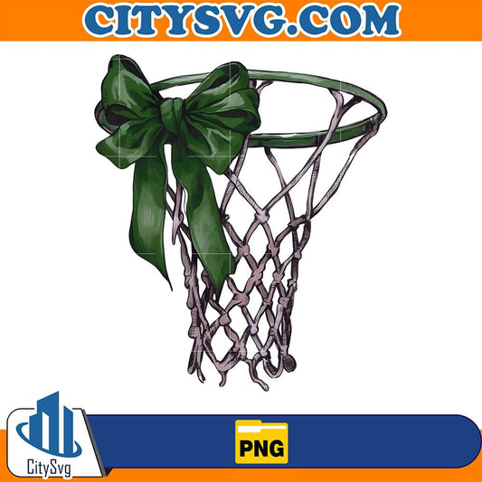 Basketball Hoop with Green Ribbon Png CitySvg