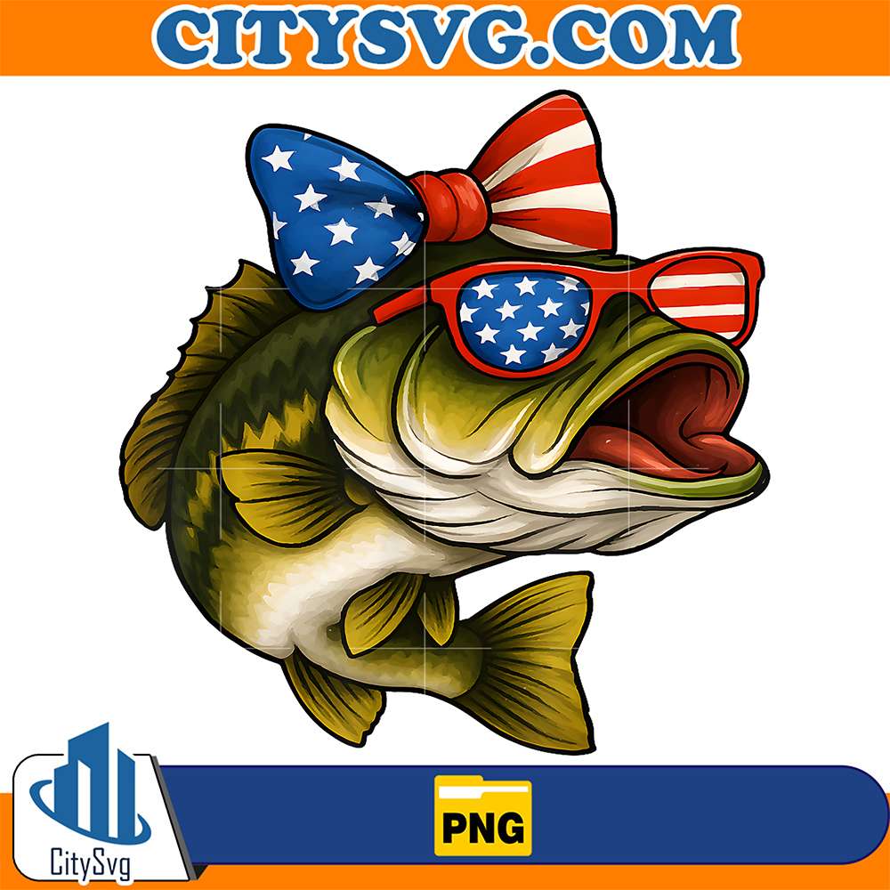 Bass-Fish-4th-Of-July-American-US-Flag-Patriotic-Fishing-Png