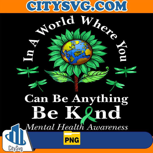 Be-Kind-Green-Ribbon-Sunflower-Mental-Health-Awareness-Png
