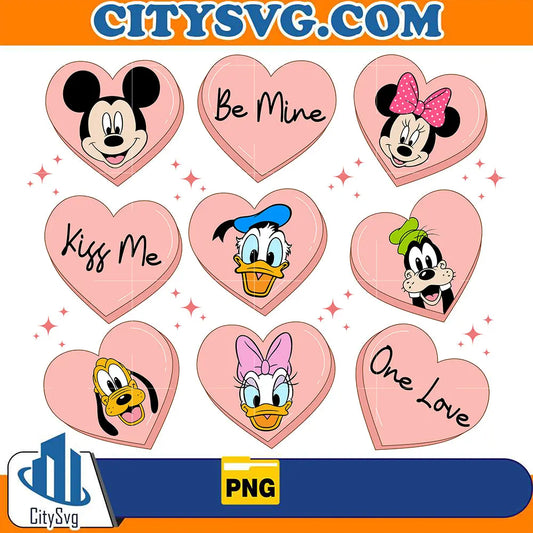 BeMineKissMeOneLoveMickeyAndFriendsValentine_sDayPng